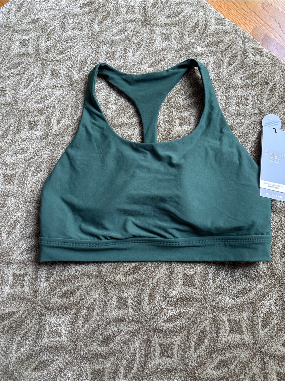 CAlia Dark Green Racerback Bikini Top